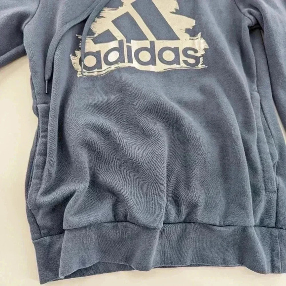 Adidas XS 4-6 Blue And Gray Pull Over Hoodie Warm Inside - Picture 3 of 9